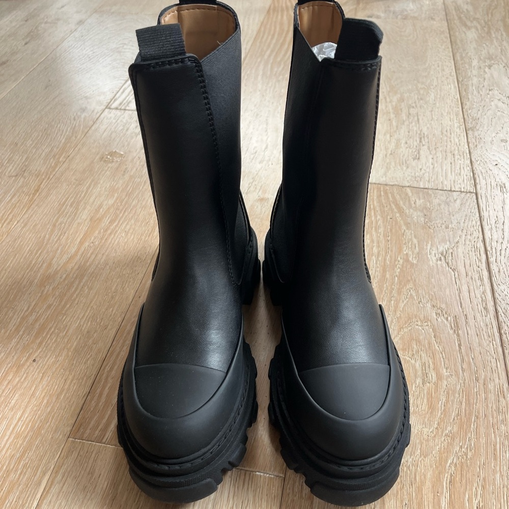 GANNI black lug sole Chelsea boots